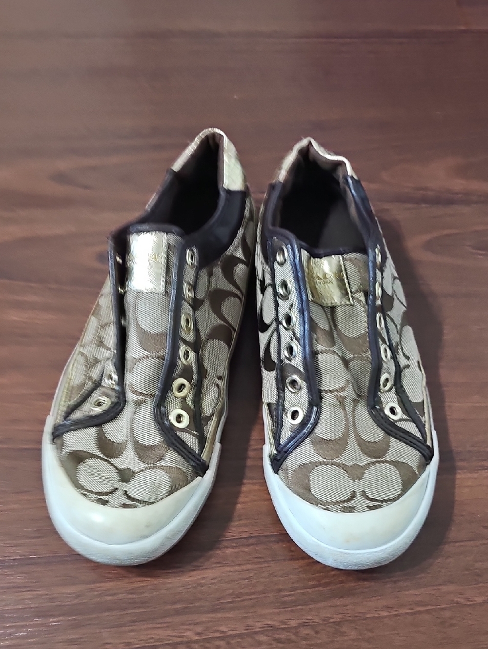 Coach Slip-On Sneakers in Brown and Tan Signature Print
